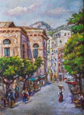 Kentte yaşam yağlı boya ile boyanmış