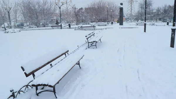 Невеликий Сніговий Парк Одному Районів Одеси — стокове фото