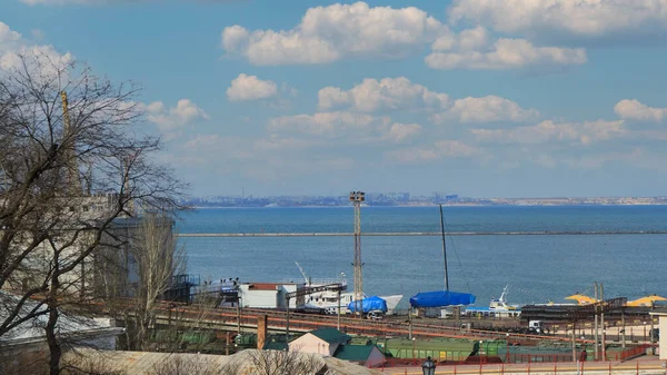 Bahía Odessa Principios Primavera Con Mar Azul Cielo Nublado — Foto de Stock
