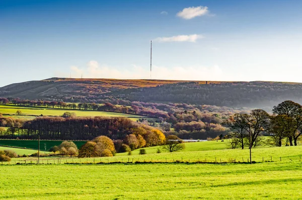 Winter Hill West Pennine Moors Lancashire Com Rivington Pigeon Tower — Fotografia de Stock