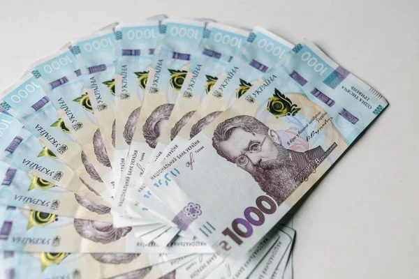 Украинские Деньги Тысяча Гривен Банкнот Физические Доказательства Коррупции Правительстве Бизнесе — стоковое фото