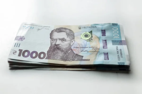 Ukrainisches Geld Tausend Hrywnja Banknoten Inflation Wirtschaft Wirtschaft Und Finanzen — Stockfoto