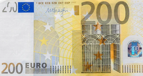 Front Part 200 Euro Banknote Close Small Details European Currency — Stock Photo, Image