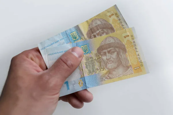 Ukrainisches Geld Griwna Auf Weißem Hintergrund Eine Griwna Banknote Die — Stockfoto