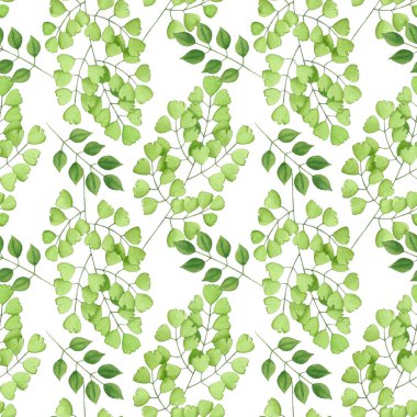 Yeşil bitkilerle kusursuz suluboya desenler..