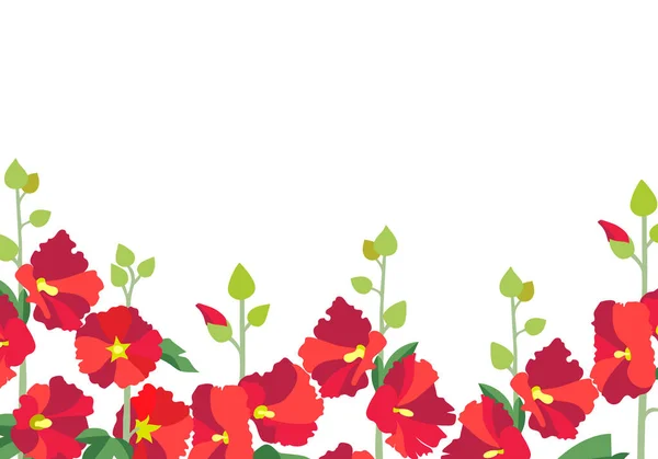 Ilustración de fondo vectorial con flores de malva roja. — Vector de stock