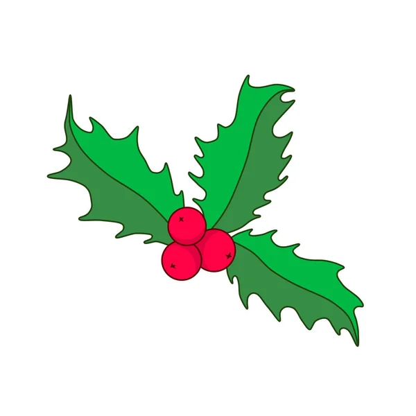 Kerst hulst. Holly bladeren en bessen vector illustratie. — Stockvector
