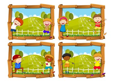 Çocuk ve seksek ile dört kare