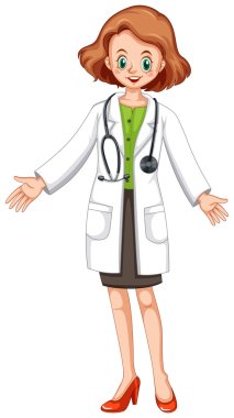 Kadın doktor beyaz cüppe ve stetoskop