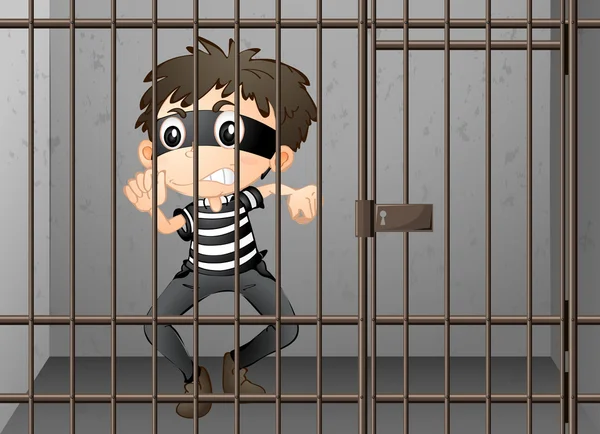 Criminal being locked up in the prison — Stock Vector