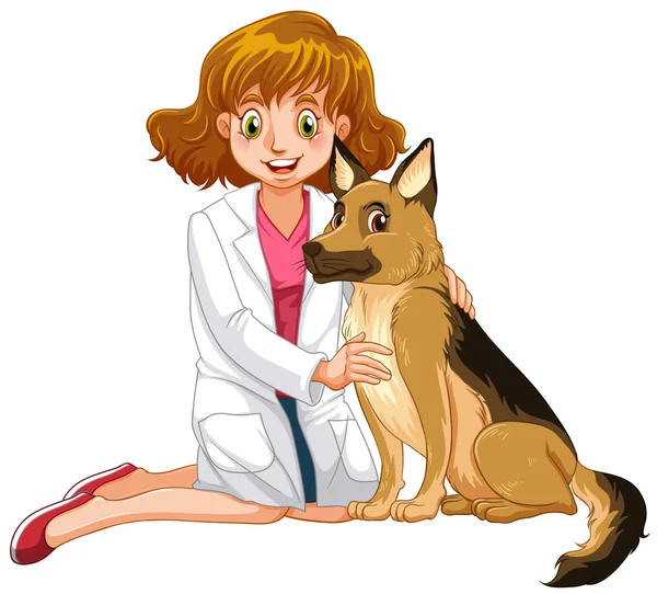 獣医と小さな犬 — ストックベクタ