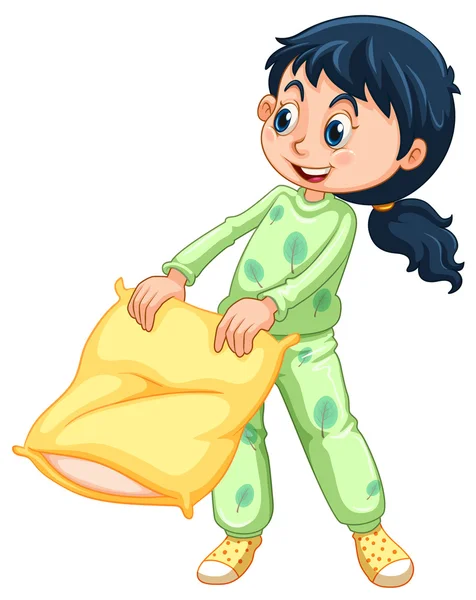 Girl in green pajamas — Stock Vector