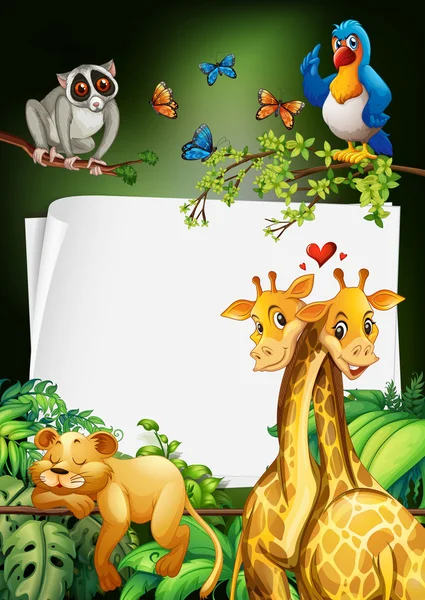 Desenho de papel com fundo de animais selvagens — Vetor de Stock