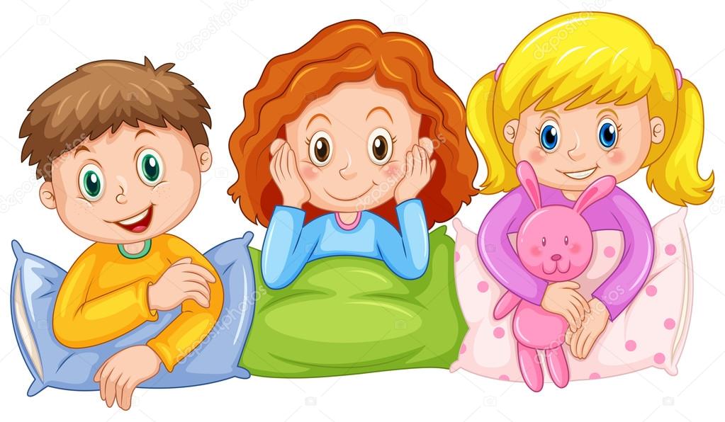 Children happy at slumber party