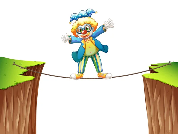 Clown staande op het touw — Stockvector