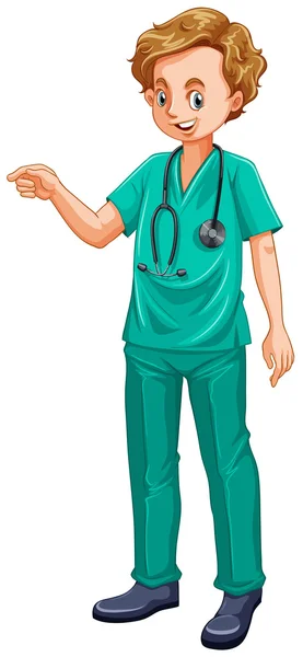 Arzt in grüner Uniform — Stockvektor