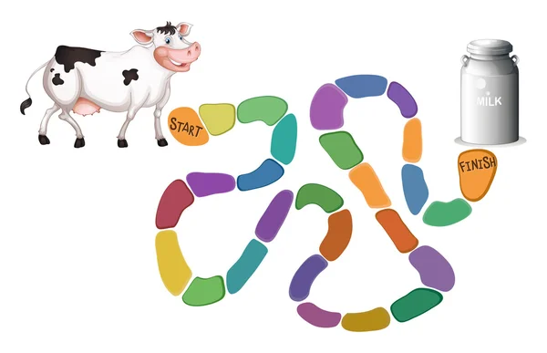 Modello di gioco con mucca e latte — Vettoriale Stock