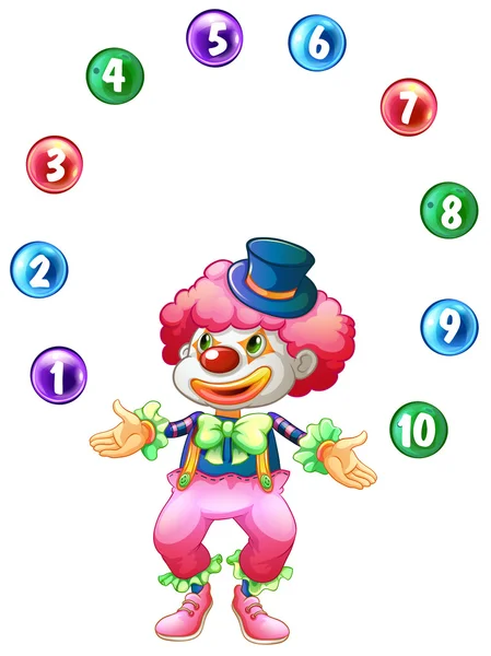 小丑杂耍球与数字 — 图库矢量图片