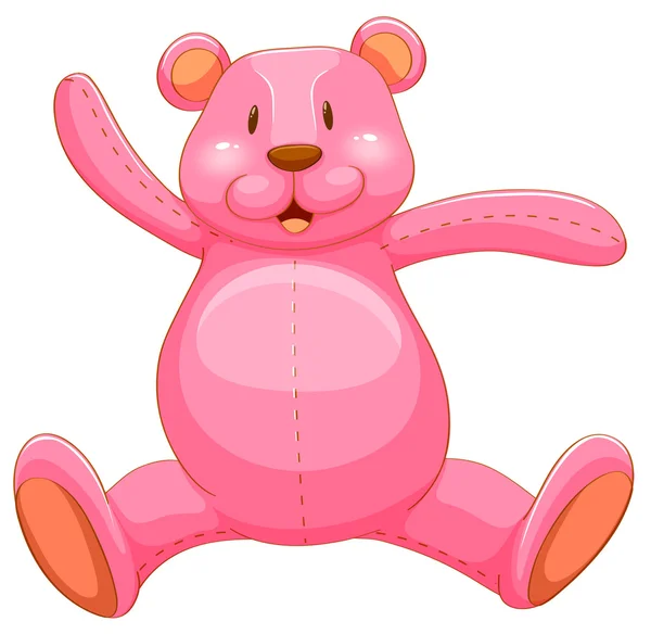 Roze teddybeer met blij gezicht — Stockvector