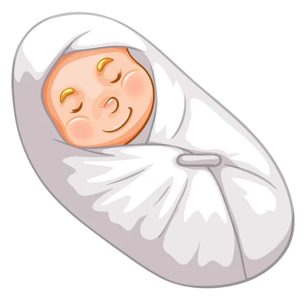 Infant being wrapped with towel — Stock Vector