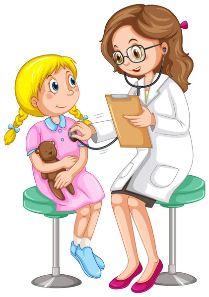 Medico visita bambina — Vettoriale Stock