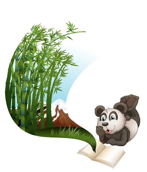 关于竹子的熊猫看书 — 图库矢量图片