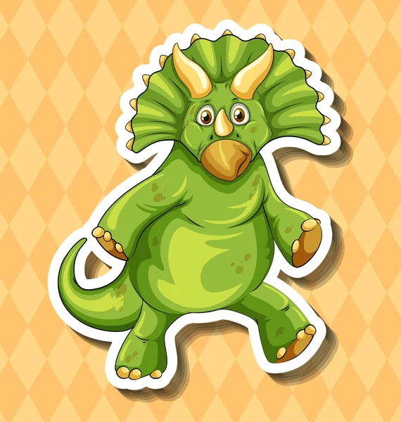 Green dinosaur on orange background — Stock Vector
