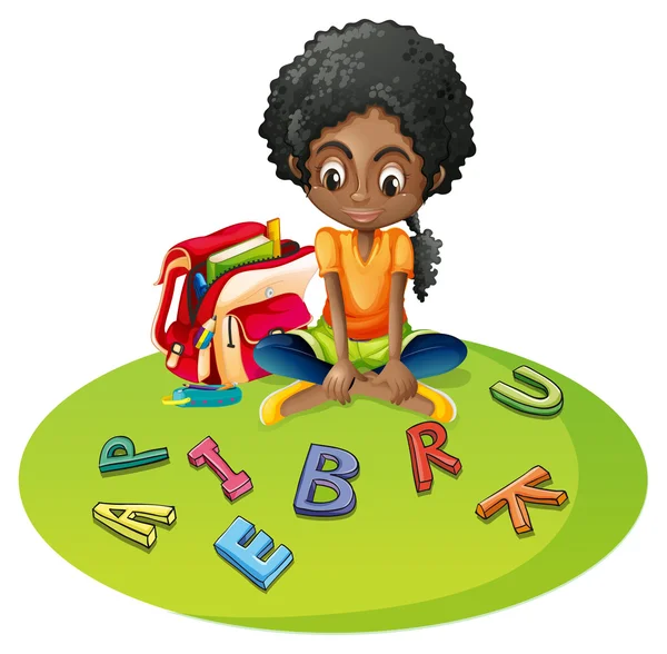 Κορίτσι με μπλοκ αλφάβητο — Διανυσματικό Αρχείο