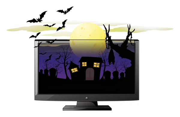Schermo del computer con tema Halloween — Vettoriale Stock