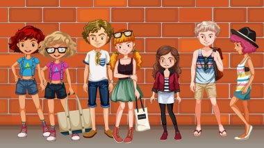 Hippi erkek ve kız sokakta dışarı asılı