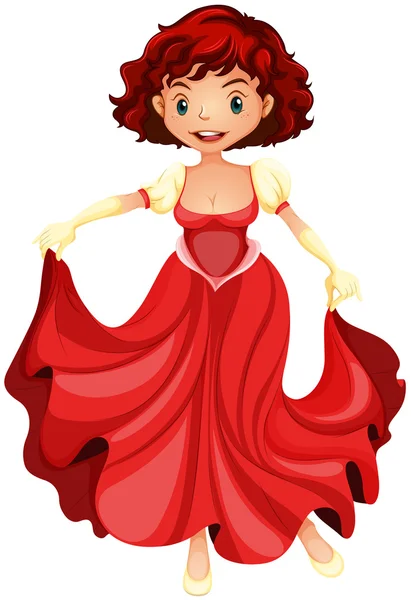 Hermosa chica en vestido rojo — Vector de stock