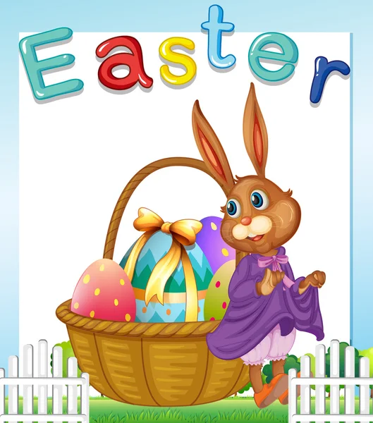 Conejo de Pascua con cesta de huevos — Archivo Imágenes Vectoriales