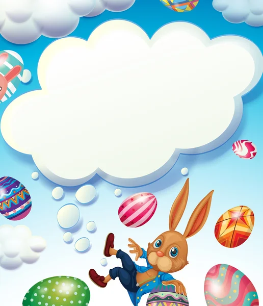 Happy Easter theme with bunny in the sky — Stock Vector