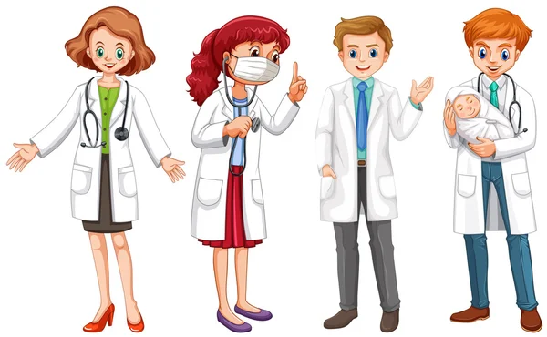 Male and female doctors in uniform — Stock Vector