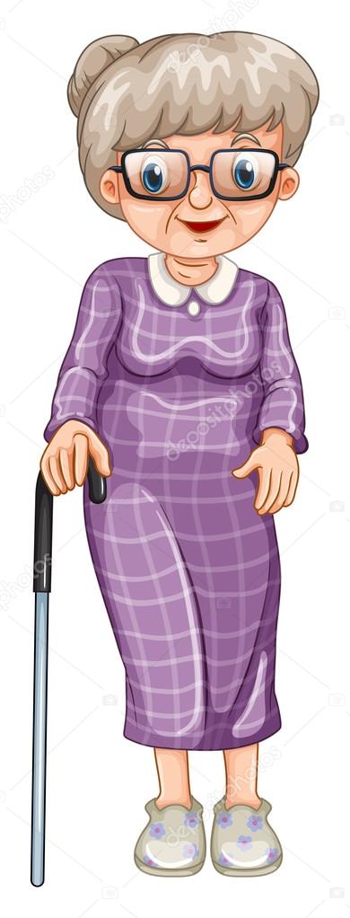 Old lady with walking stick