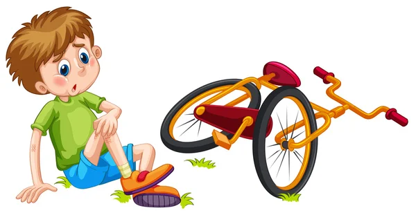 Garçon tombé du vélo — Image vectorielle