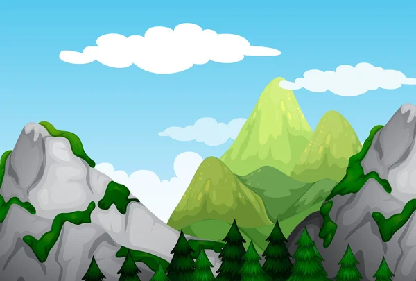 Nature scene with mountains at daytime — Stock Illustration Nature scene with mountains at daytime Vector Graphics