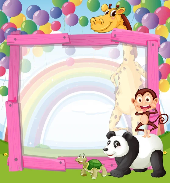 Border design with wild animals and balloons - Stock Image - Everypixel Border design with wild animals and balloons - Stock Image - Everypixel