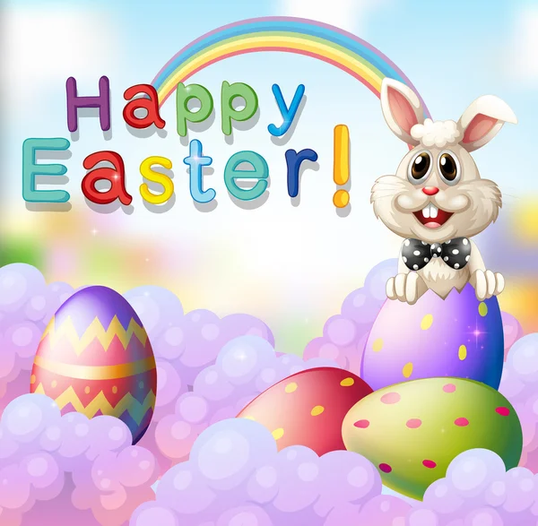 Velikonoční zajíček a zdobená vejce — Stockový vektor