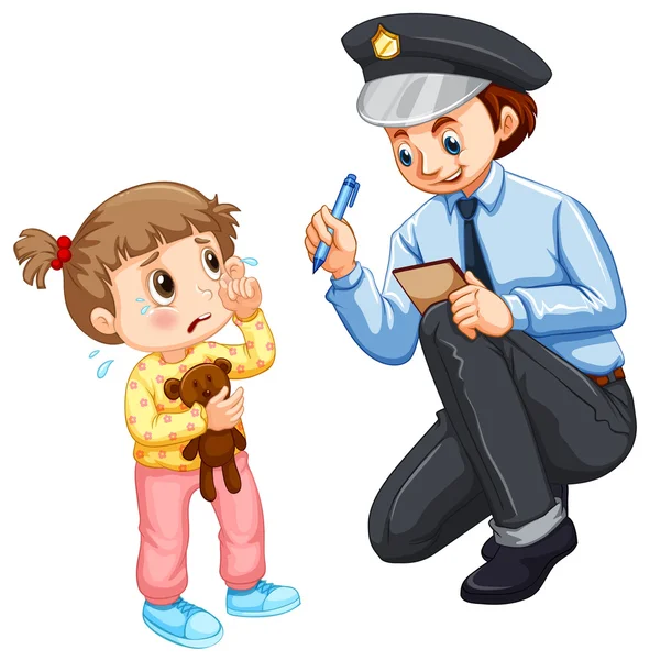 Police recording lost child — Stock Vector