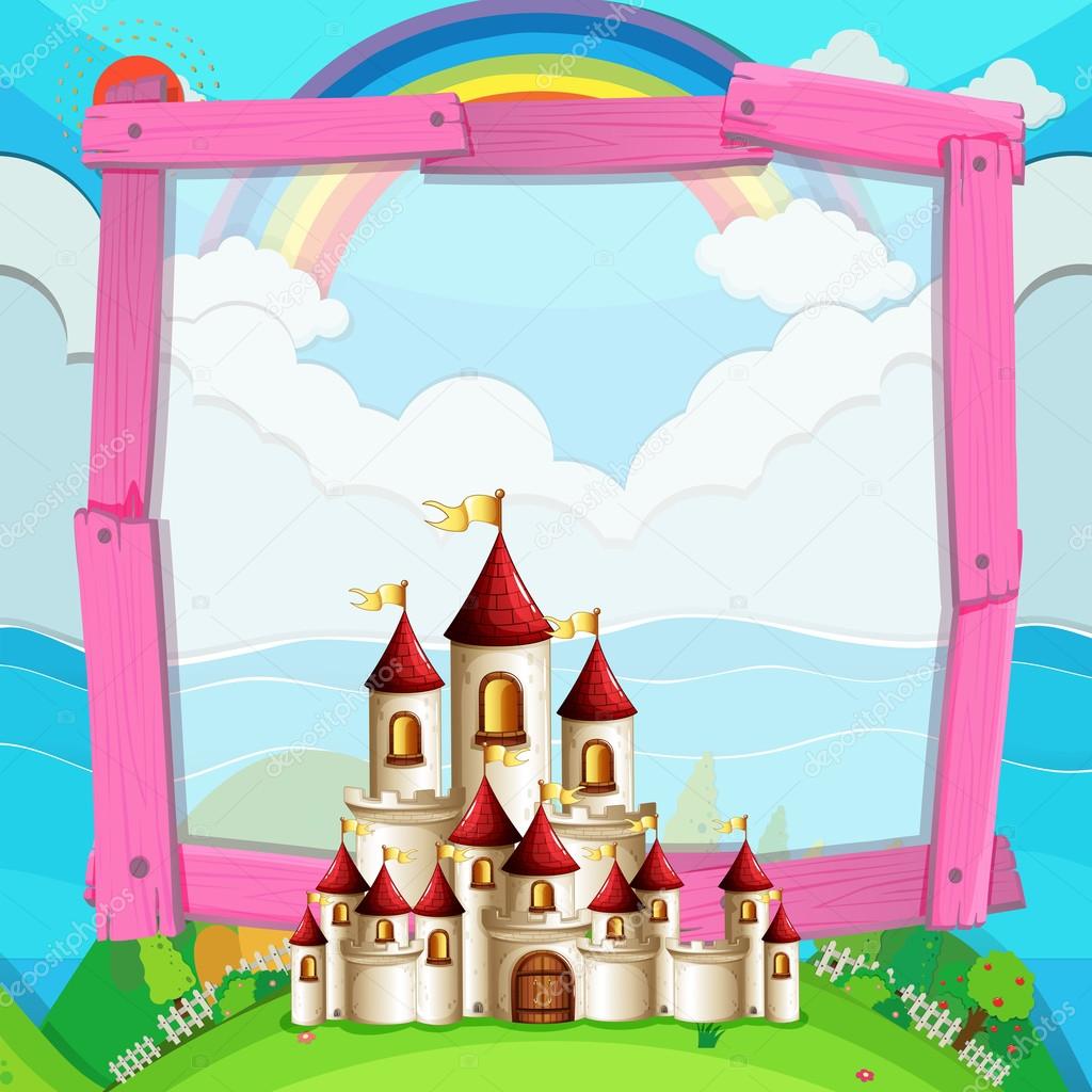 Frame design with castle in the field
