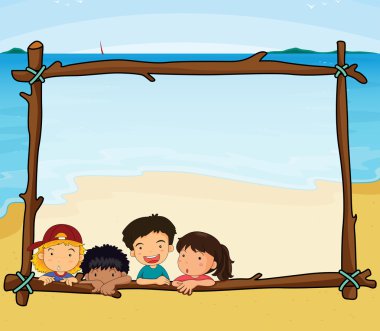 Sahilde çocuklu gövde tasarımı