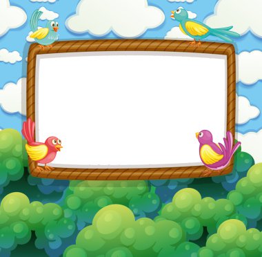 Ağaç üzerinde kuşlar ile sınır tasarlamak