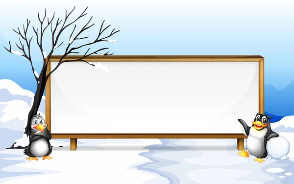 Rahmendesign mit Pinguin auf Schnee — Stockvektor