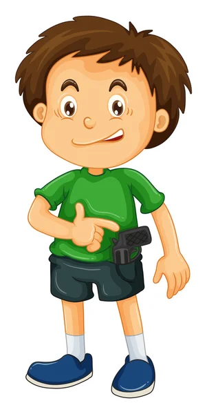Liten pojke bär firegun — Stock vektor