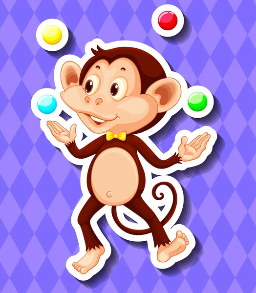 Niedlicher Affe jongliert Bälle — Stockvektor