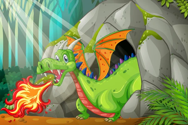 Dragon üfleme yangın mağarada