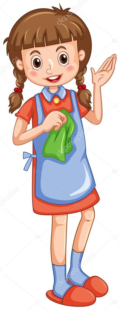 Little girl with cleaning cloth