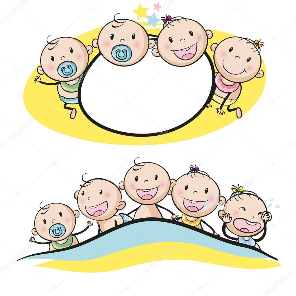 Logo design with babies smiling illustration