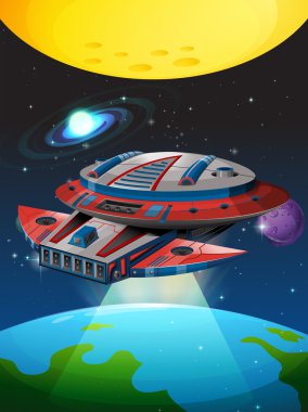 Dünyanın etrafında uçan uzay gemisi